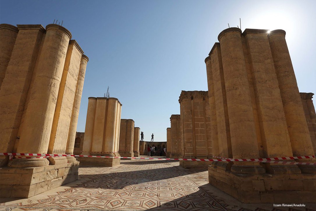 Tourists visit the historical Umayyad Palace which is the largest ancient mosaic in Middle East. 20th October 2016 [Issam Rimawi/Anadolu]