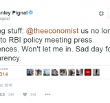 Stanley Pignal Tweet on RBI Barring His Entry into Press Meet